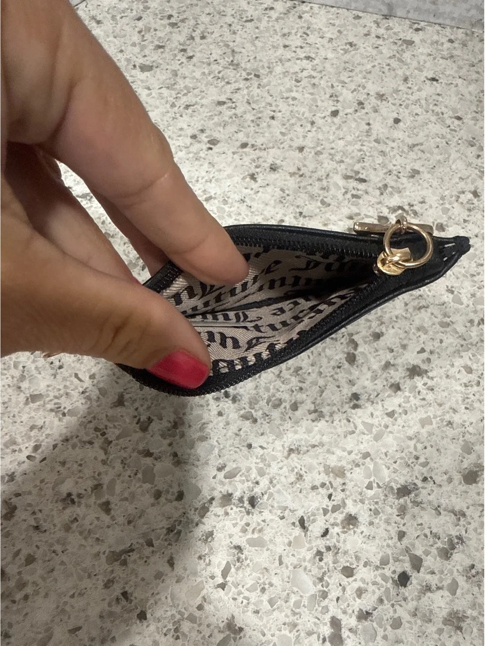 Juicy Couture Black Leather Card Holder with Gold Accent